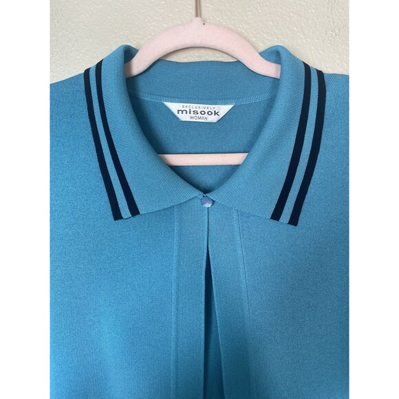 Misook Woman XLarge Open Cardigan Teal With Navy Trim - Classic Career Wear Knit - Picture 3 of 9